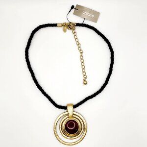 Chico's Fay Reversable Hammered Geometric Collar Necklace on Twisted Cord